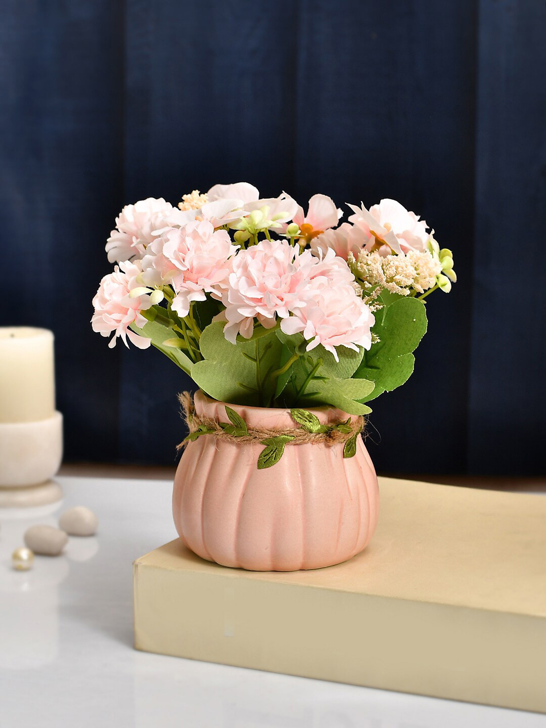 Buy TAYHAA Pink & Green Artificial Flowers And Planter Artificial Flowers And Plants for