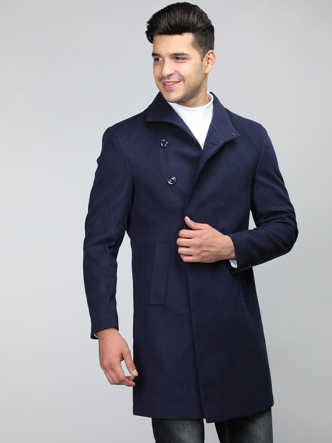 Buy CHKOKKO Single Breasted Shawl Collar Overcoat Coats for Men