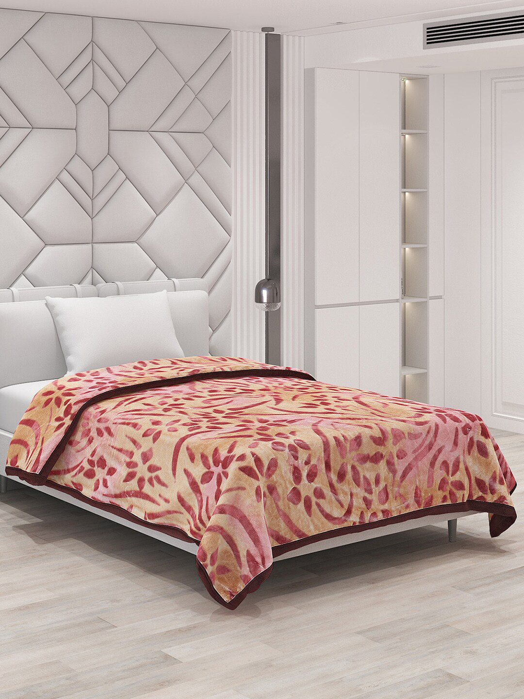 Buy Monte Carlo Pink & Brown Floral Heavy Winter Single Bed Blanket