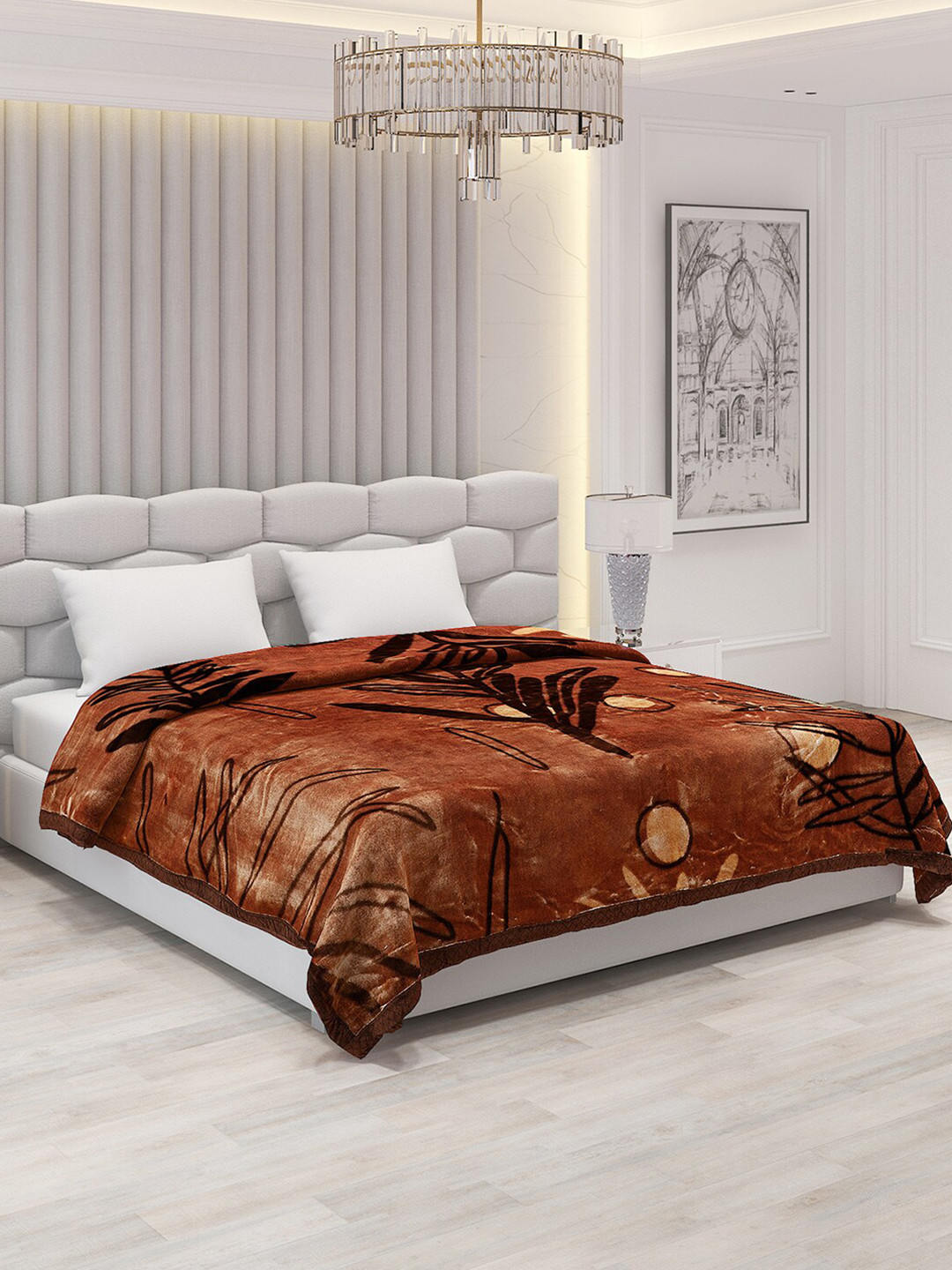 Buy Monte Carlo Edenberg Brown Floral Heavy Winter 1000 GSM Double Bed