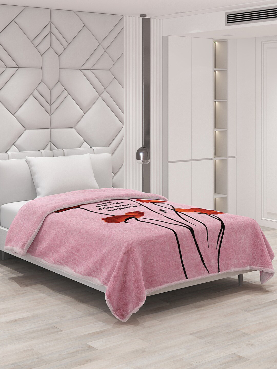 Buy Monte Carlo Pink & Red Floral Heavy Winter Single Bed Blanket