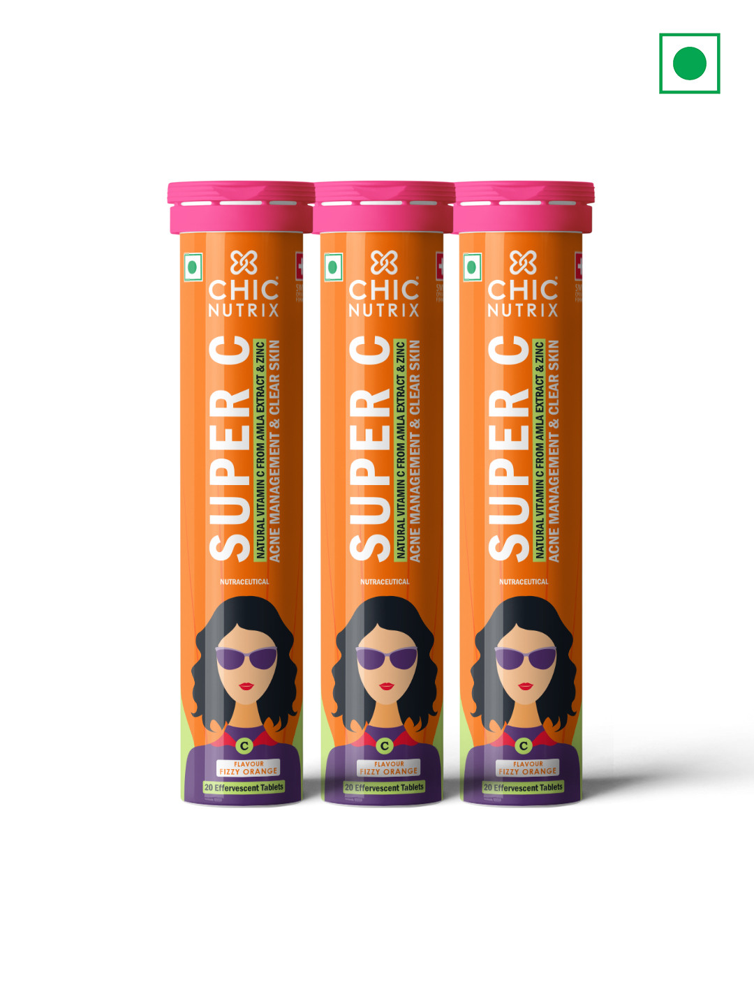 Buy CHICNUTRIX Set Of 3 Super C Natural Vitamin C Tablets For Clear