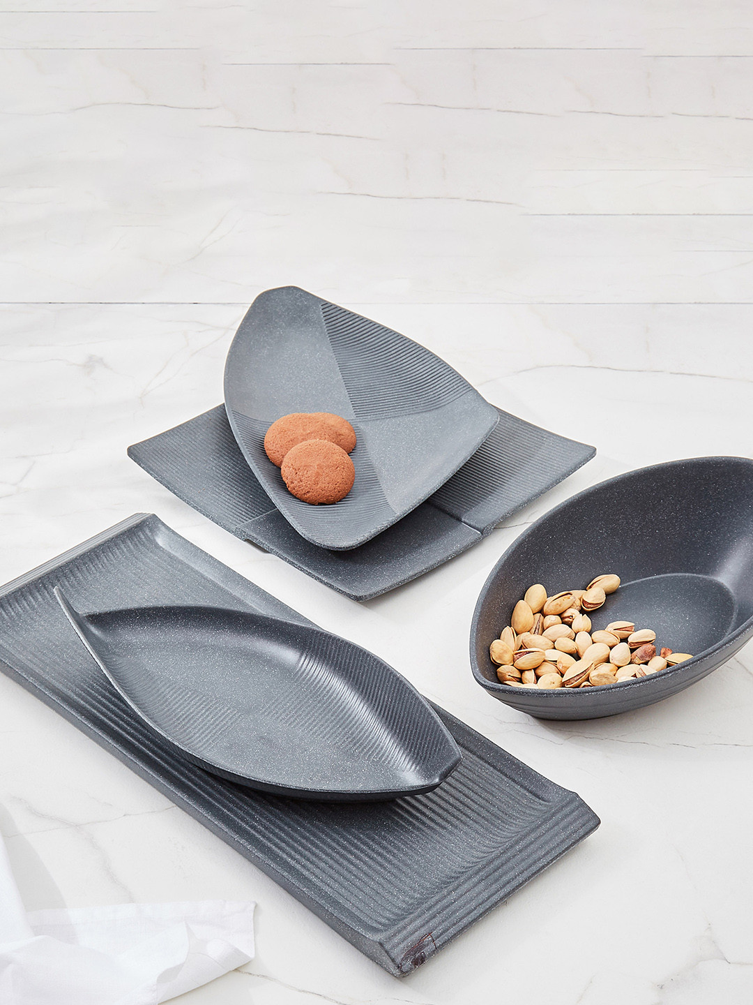 Buy Home Centre Corsica Silvano Charcoal Grey Ribbed Melamine Serving