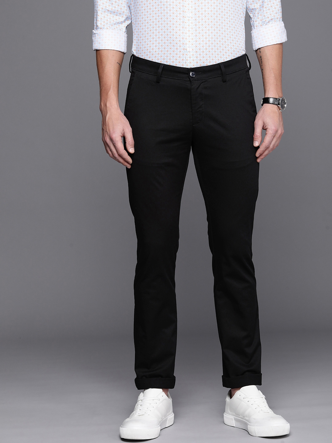 Buy Allen Solly Men Mid Rise Slim Fit Chinos Semi Formal Trousers ...