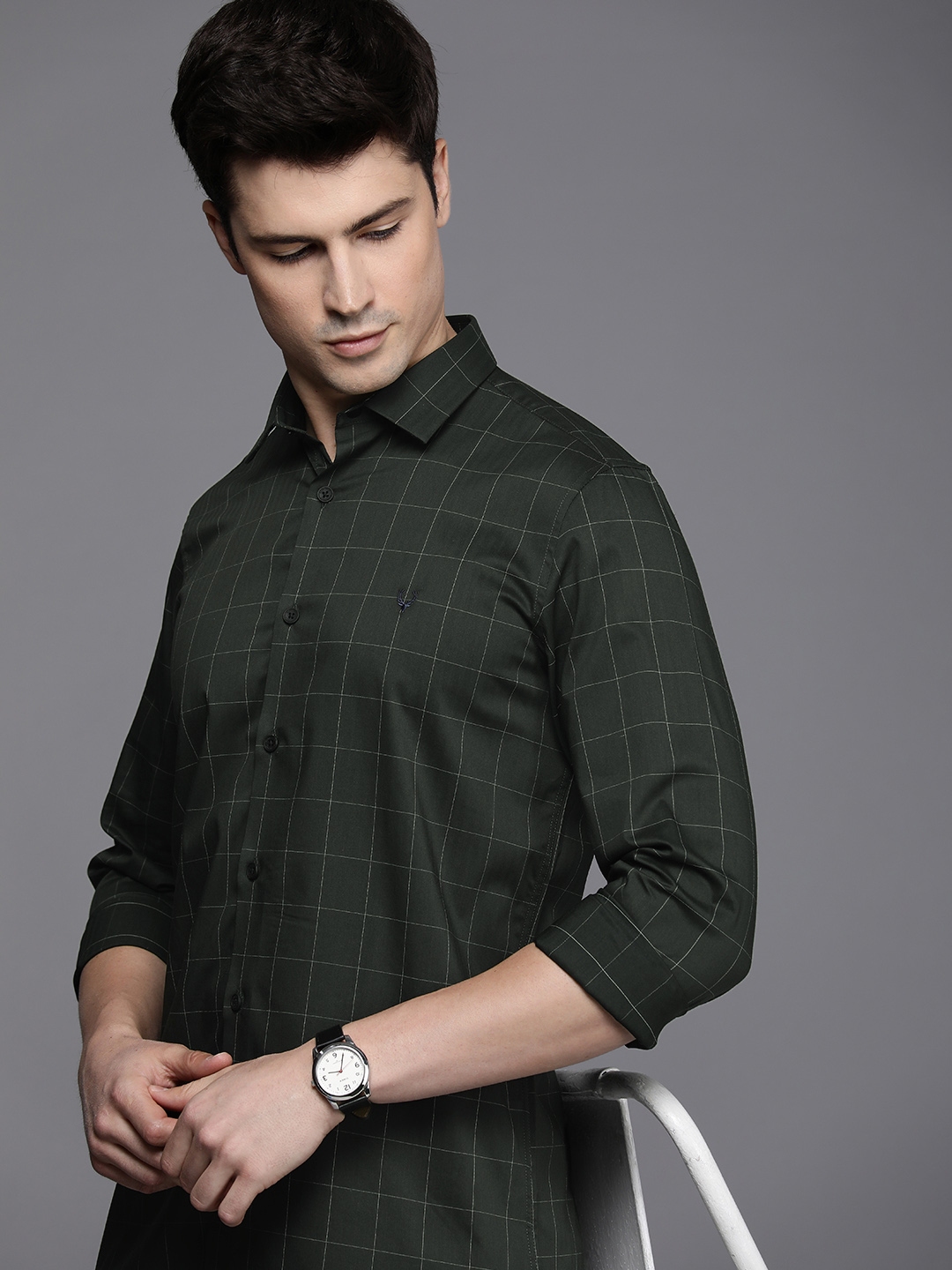 Buy Allen Solly Modern Slim Fit Checked Casual Shirt - Shirts for Men ...