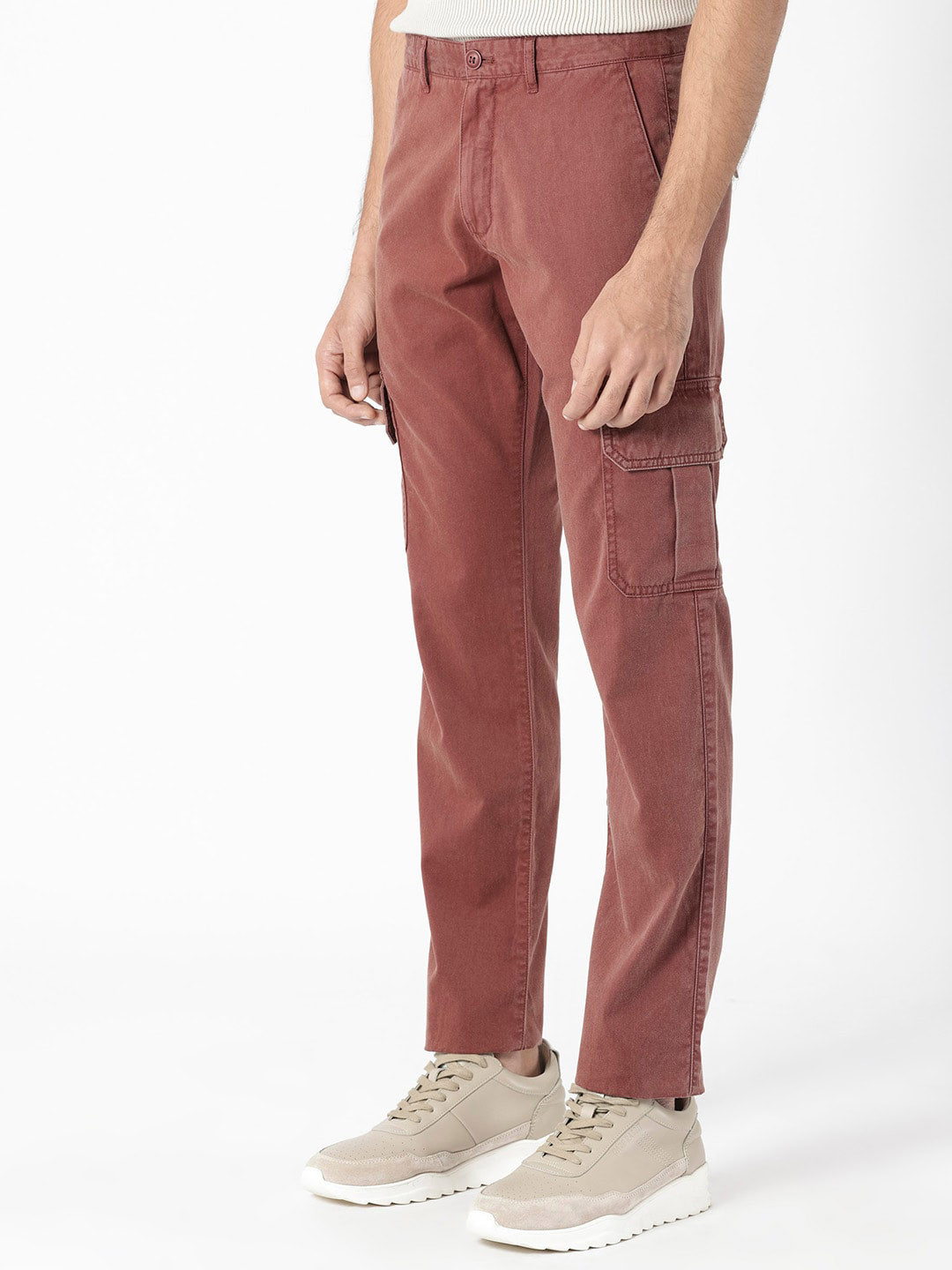 Buy RARE RABBIT Men Inbuil Mid Rise Slim Fit Cotton Cargo Trouser ...