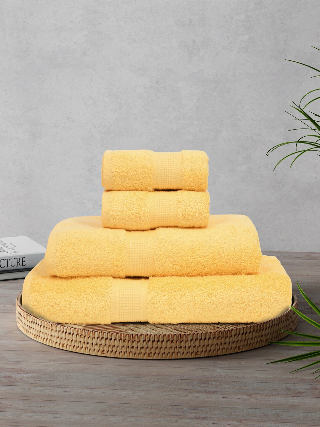 Buy BOMBAY DYEING 4 Pcs Yellow Terry Cotton 550 GSM Towel Set Towel buy-bombay-dyeing-4-pcs-yellow-terry-cotton-550-gsm-towel-set-towel