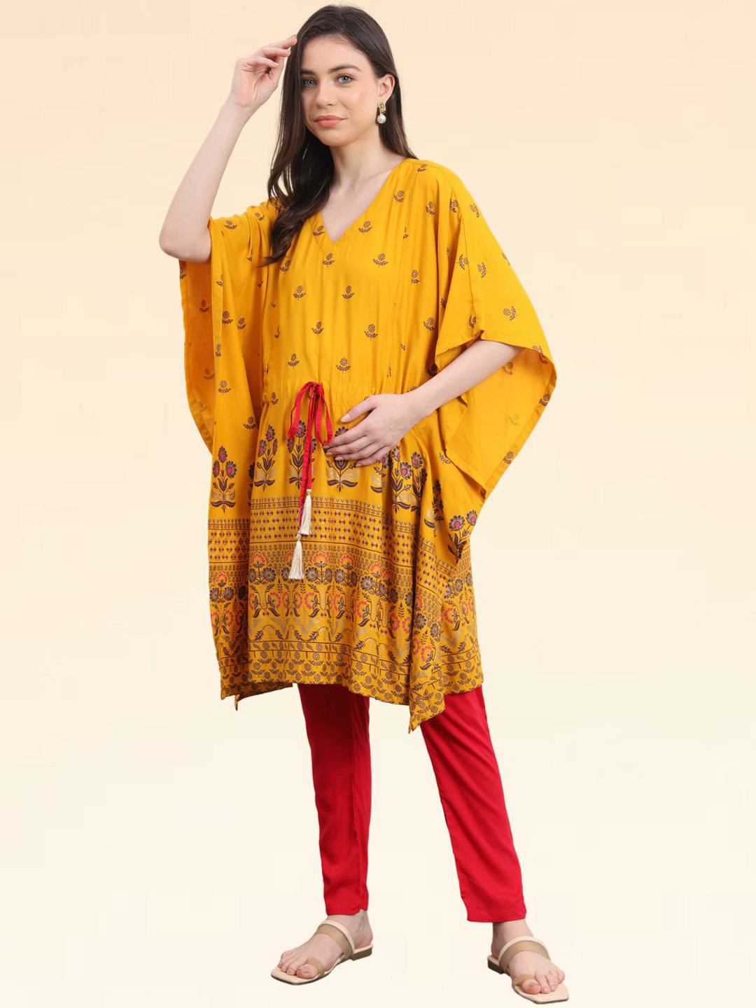 Buy House Of Zelena Ethnic Motifs Printed Maternity Kaftan Kurta With