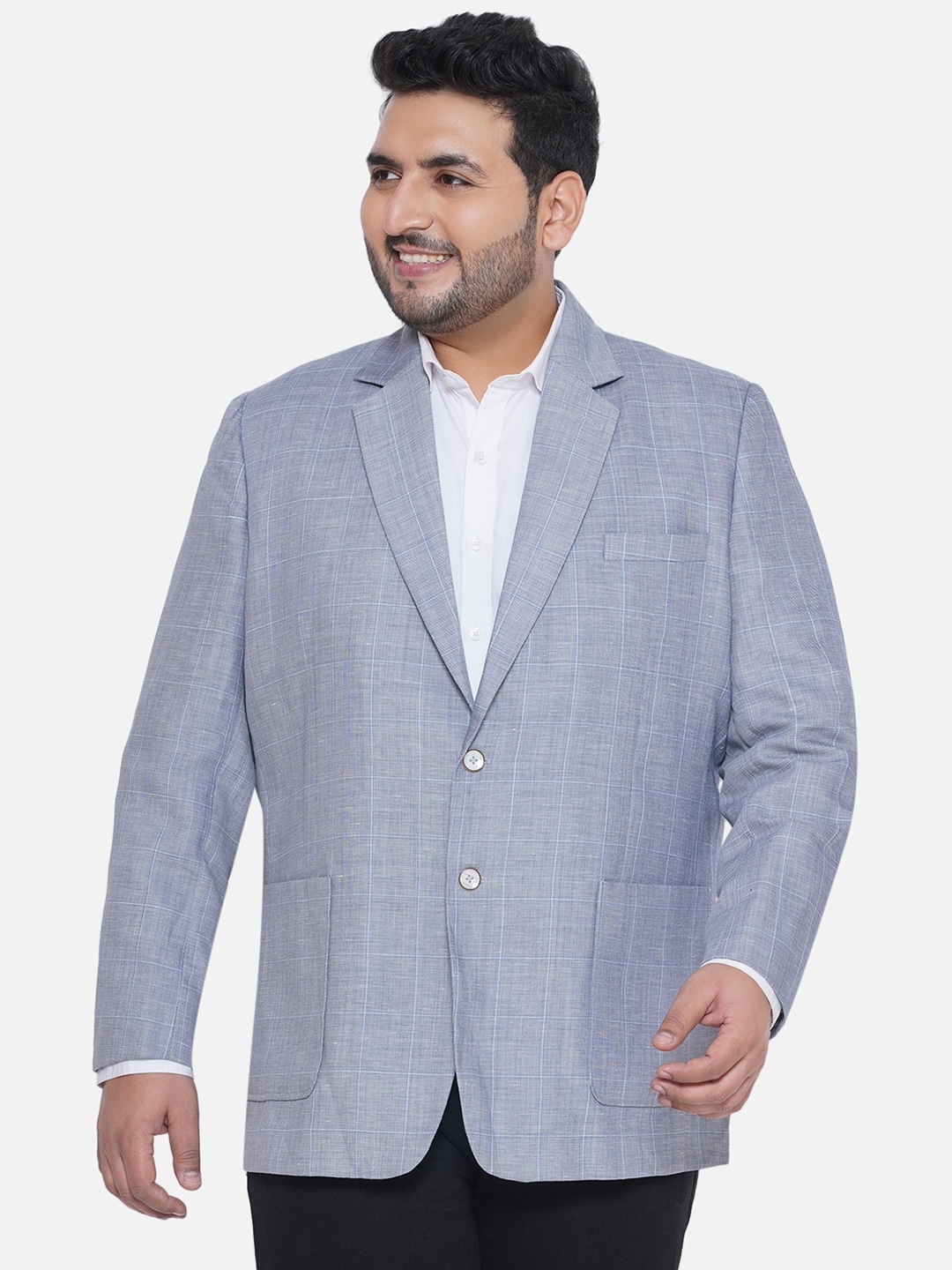 Buy Santonio Plus Size Checked Notched Lapel Collar Single Breasted Blazers Blazers For Men