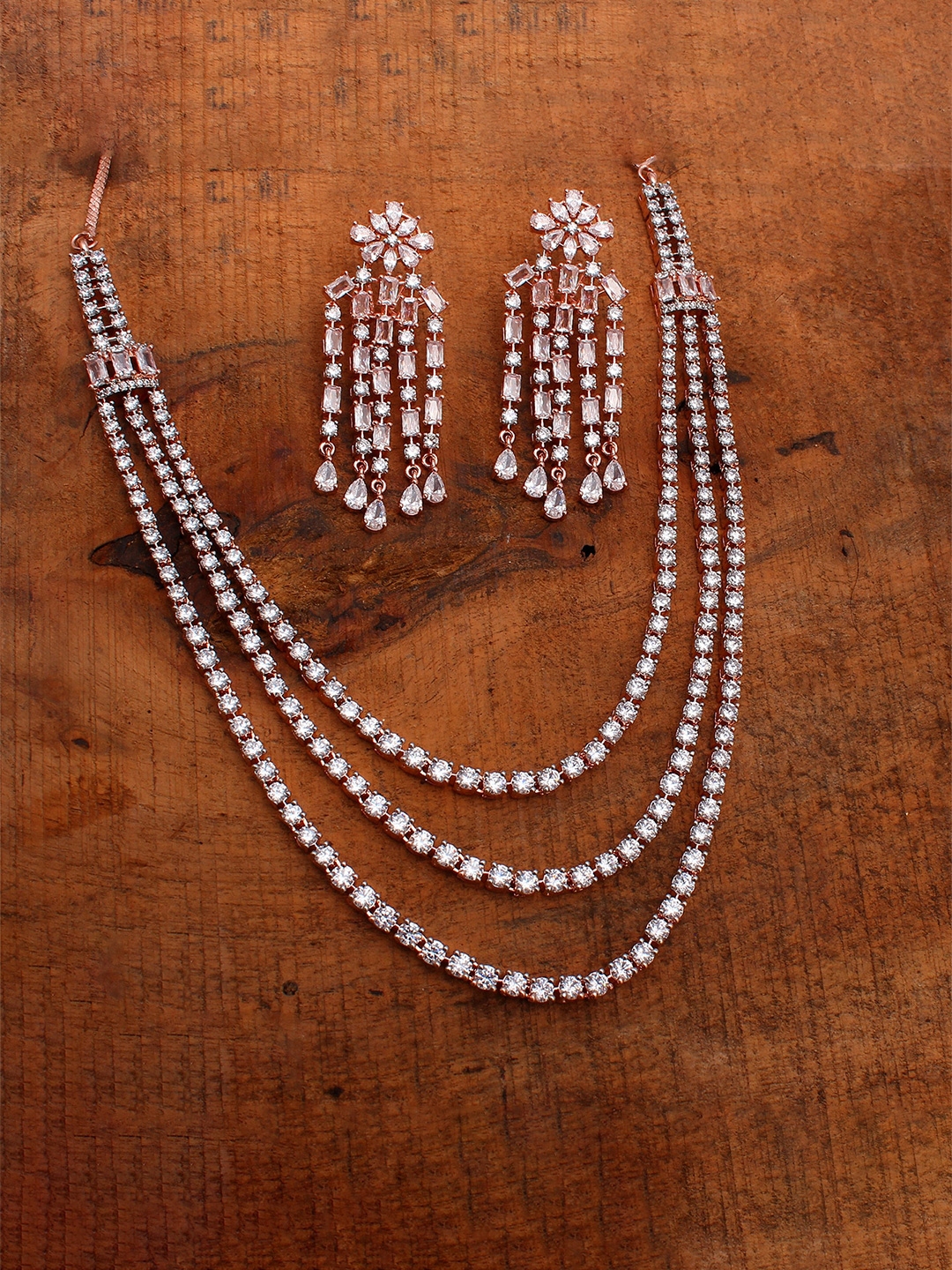Buy Mirana Rose Gold Plated Layered Necklace And Earrings - Jewellery Set for Women 25476094 ...