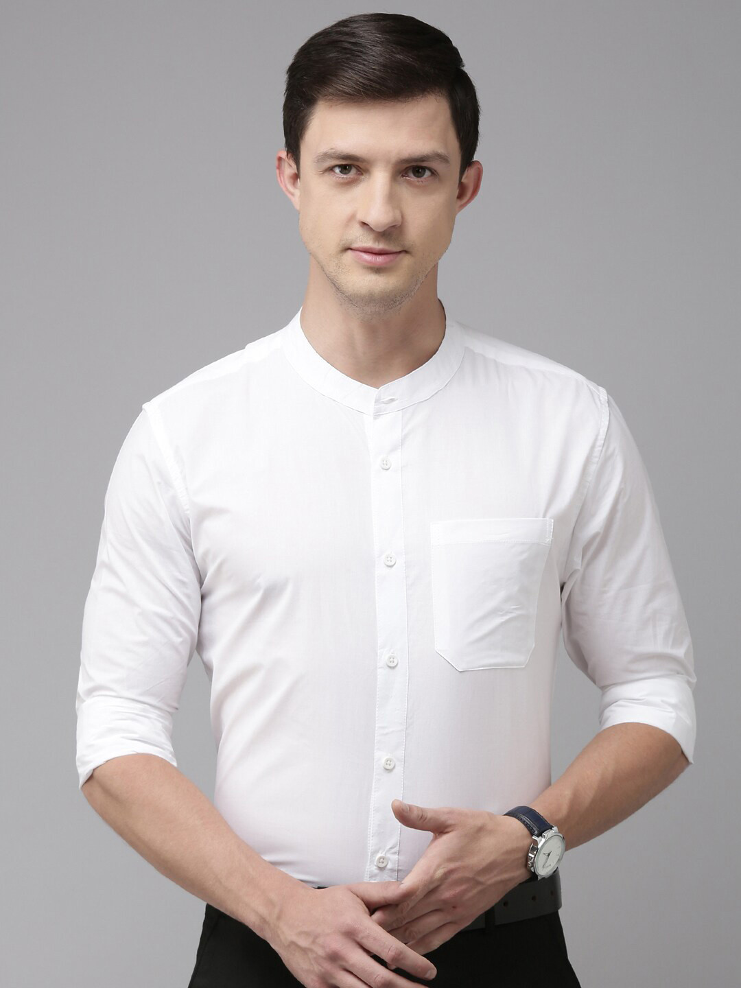 Buy THE SOUL PATROL Smart Mandarin Collar Pure Cotton Formal Shirt Shirts for Men 25486186