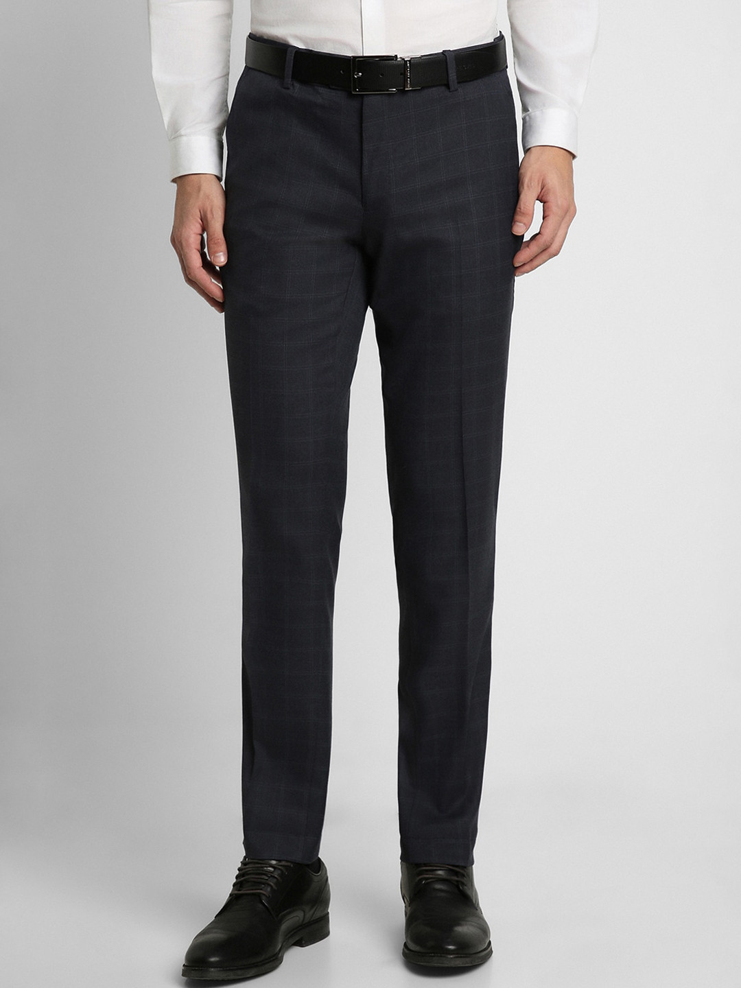 Buy Peter England Elite Men Checked Slim Fit Formal Trouser - Trousers ...