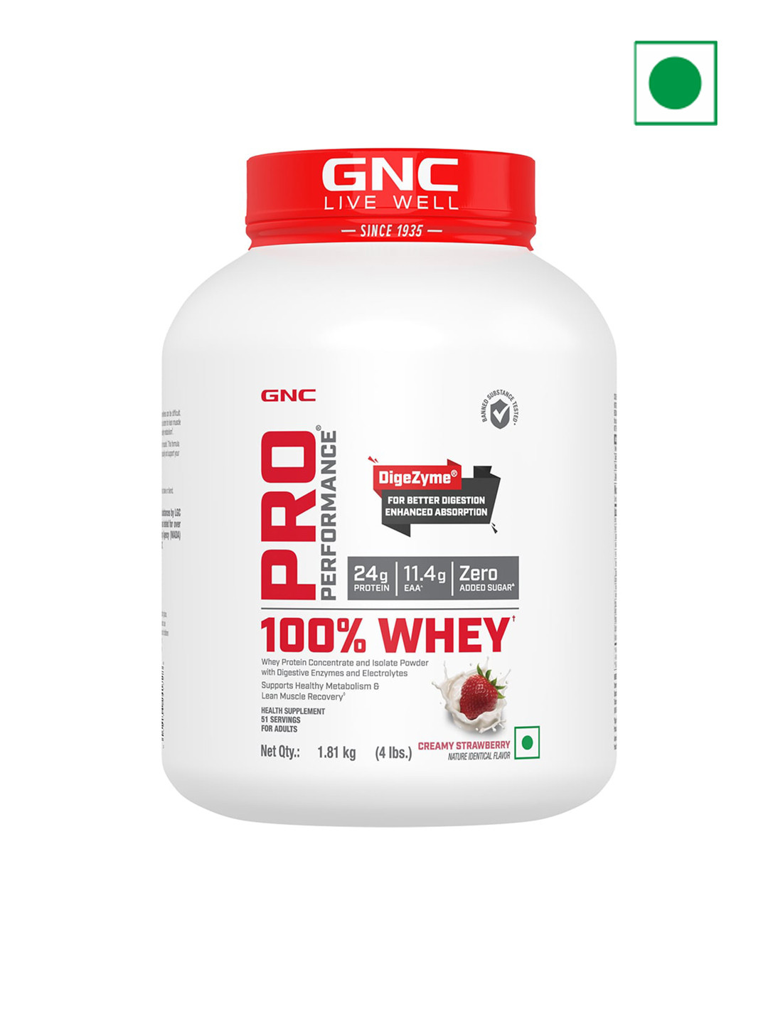 Buy GNC Pro Performance 100 Whey Protein Powder Creamy Strawberry 1.81kg Nutrition And