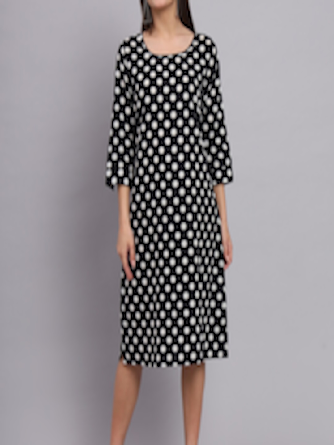 Buy DECKEDUP Polka Dots Printed Cotton A Line Dress - Dresses for Women ...