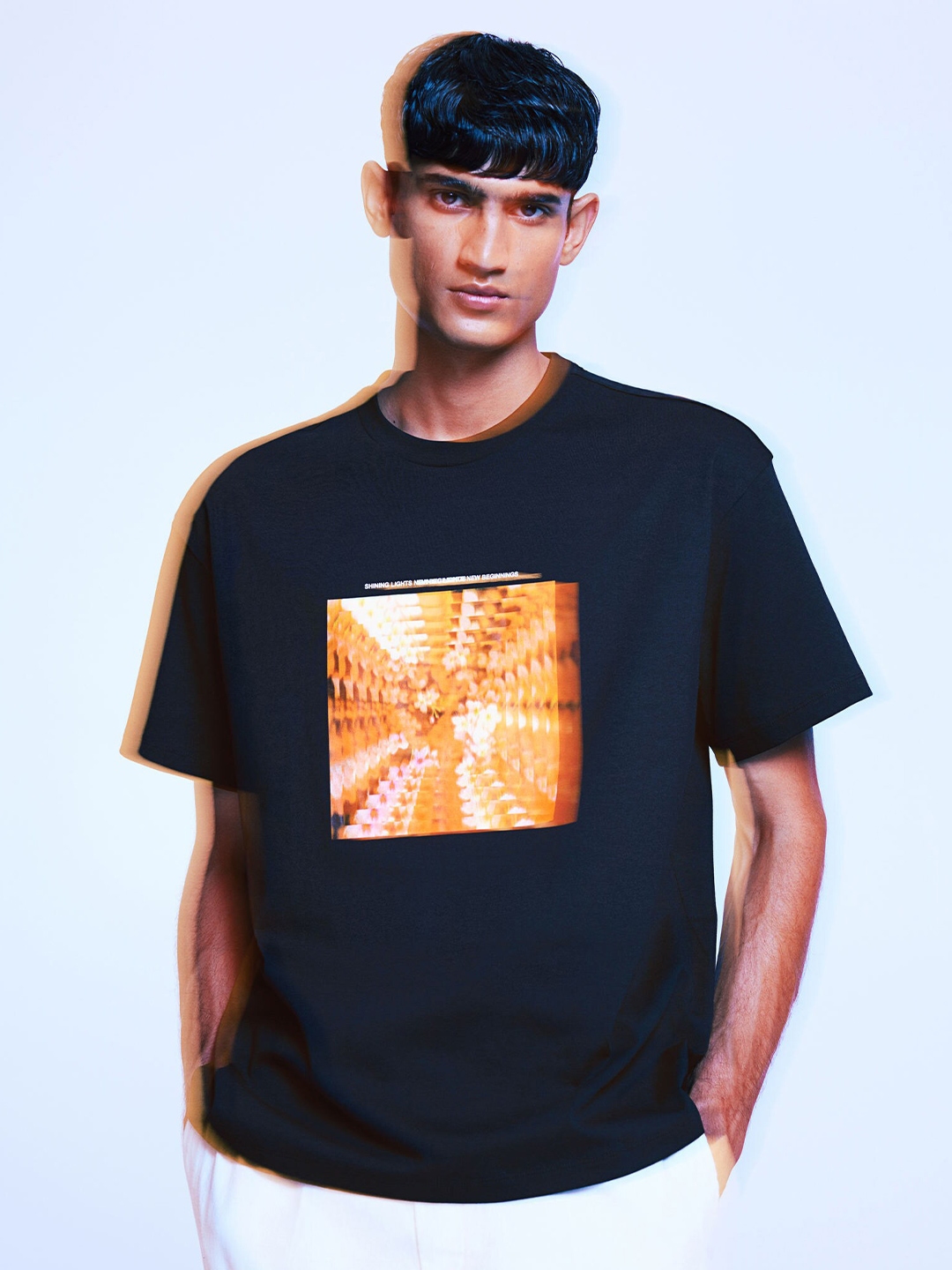 h&m men loose fit pleated t shirt