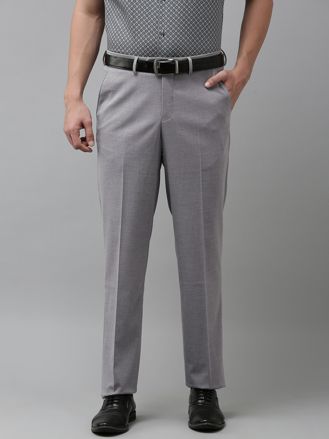 Buy Van Heusen Men Mid Rise Custom Fit Formal Trousers - Trousers for ...