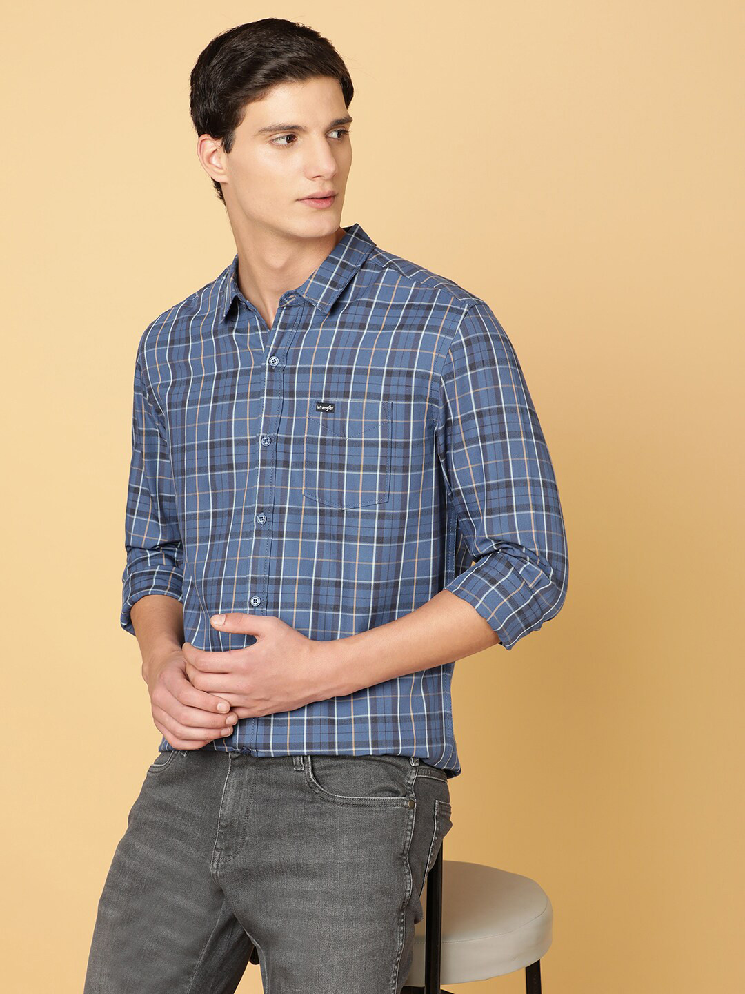 Men's White Classic Tartan Check Cotton Casual Shirt