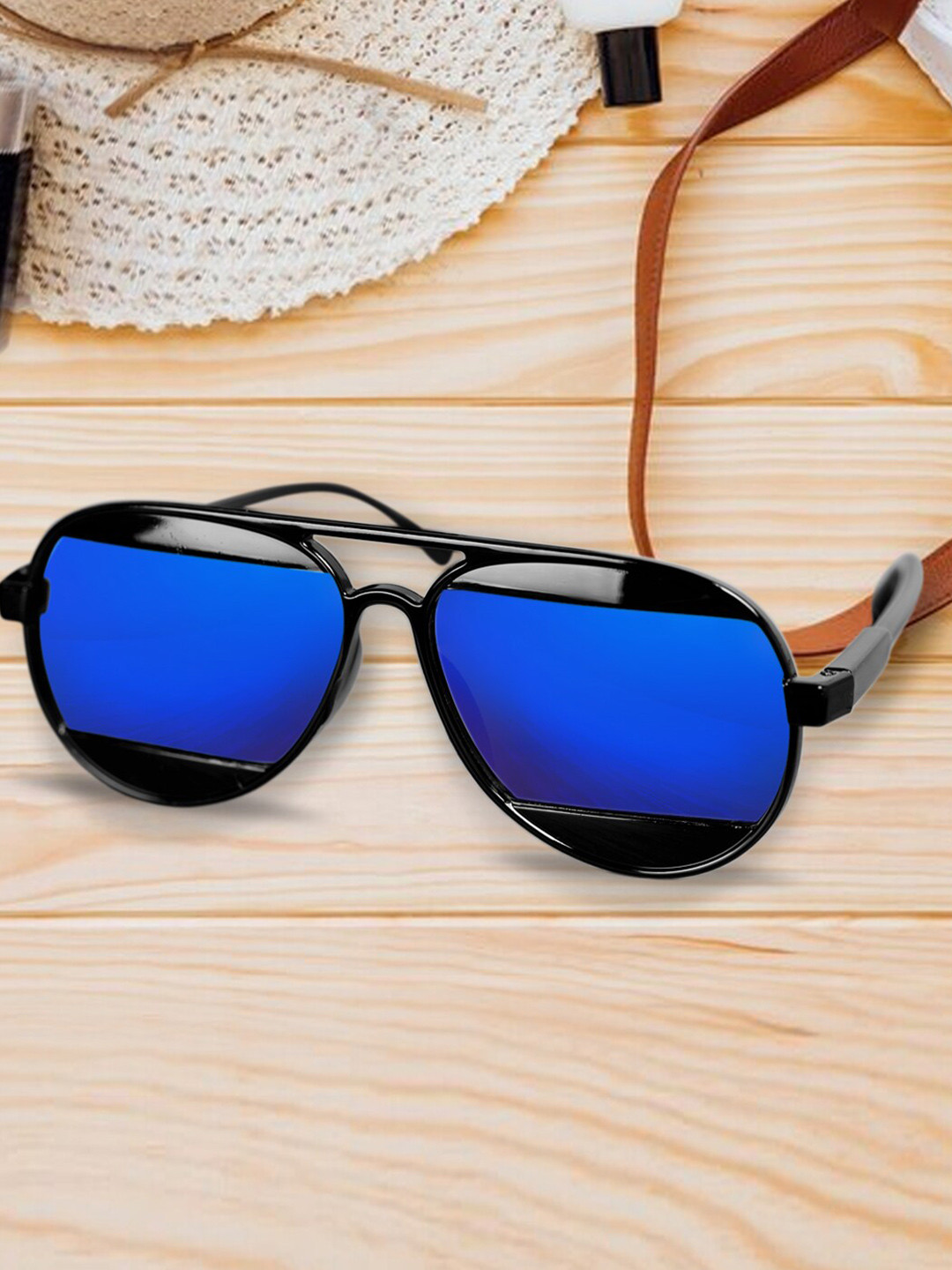 Buy Mast & Harbour Unisex Blue Lens Aviator Sunglasses With UV