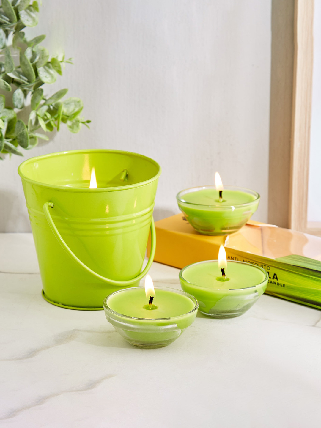 Buy Home Centre Green Enchanted Citronella Scented Bucket Candle