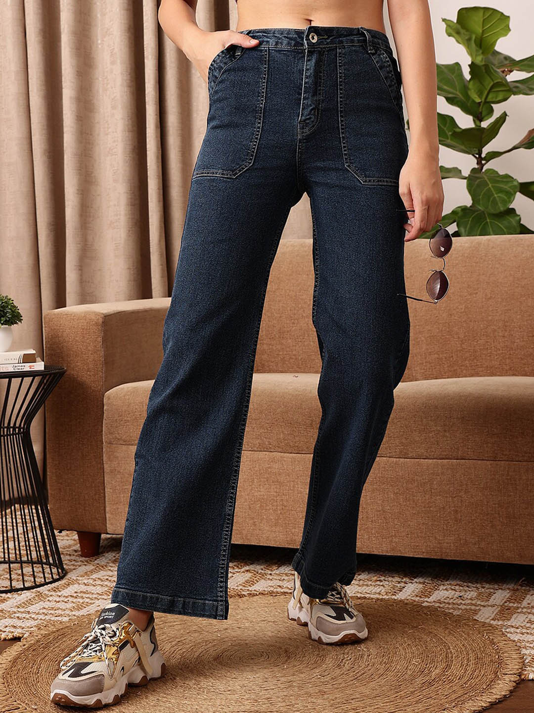 Women's Grey Comfort Straight Fit Low Distress Light Fade Acid Wash Stretchable Jeans