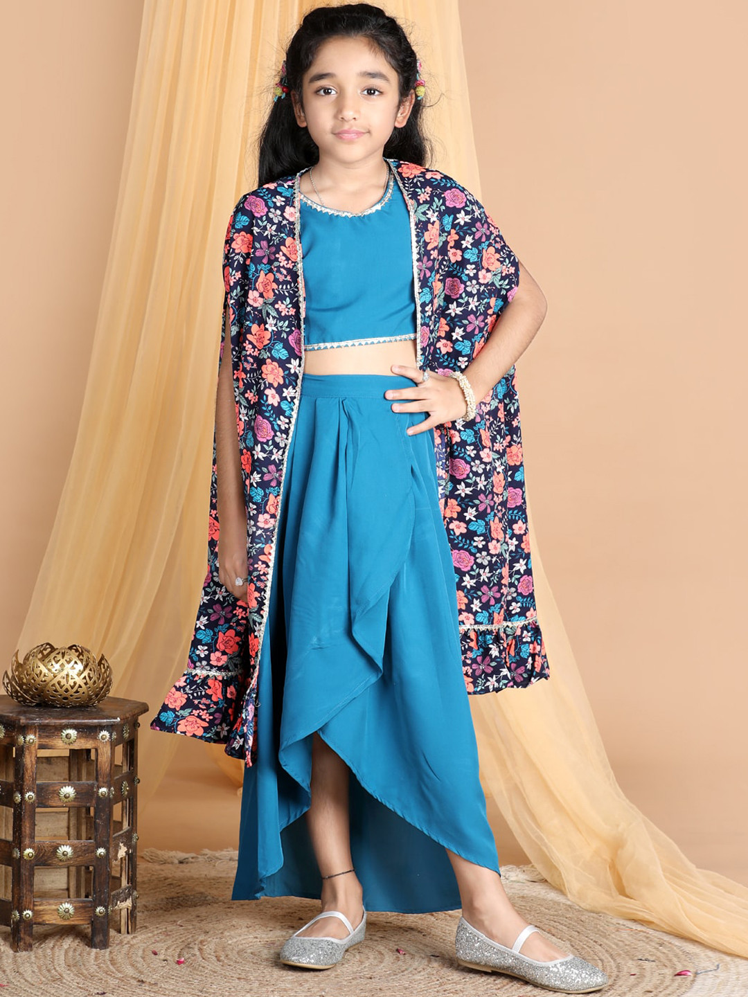 Buy Cutiekins Girls Crop Top & Dhoti Pants With Shrug Clothing Set