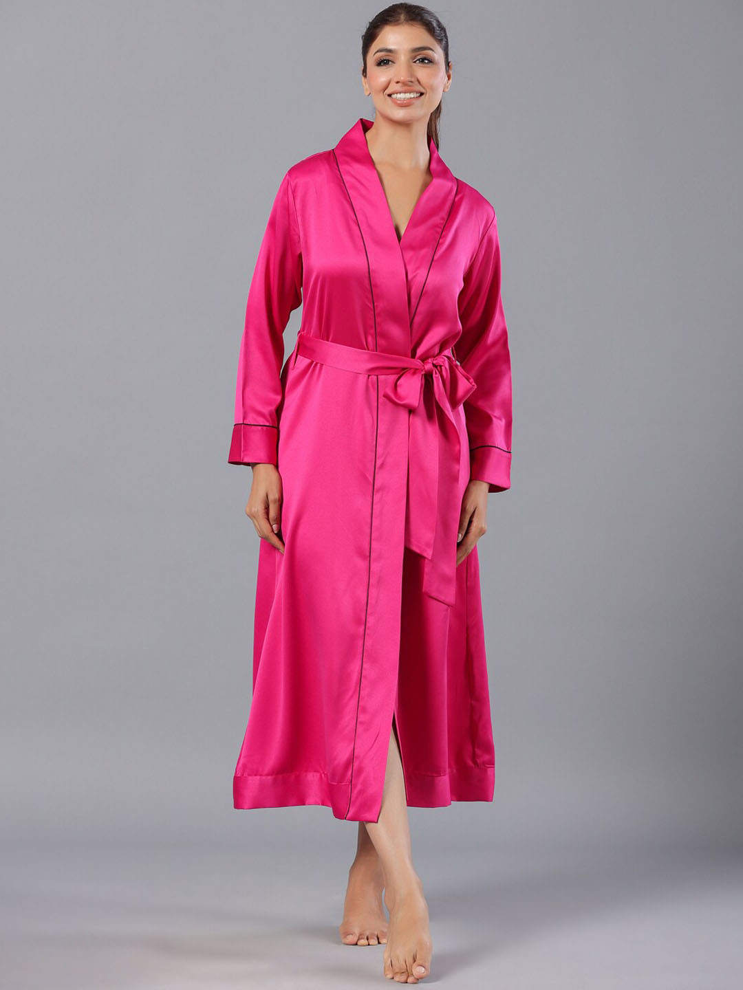 Buy ETC V Neck Robe Comes With Fabric Belt Robe for Women 25586816