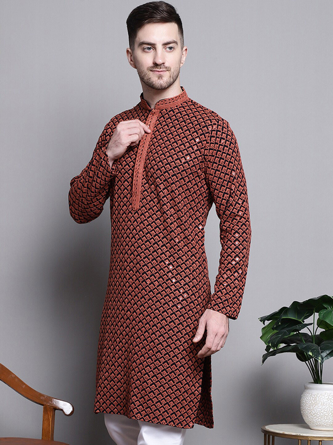 Jompers Heren Katoen Rechte Kurta (KOO_561Maroon