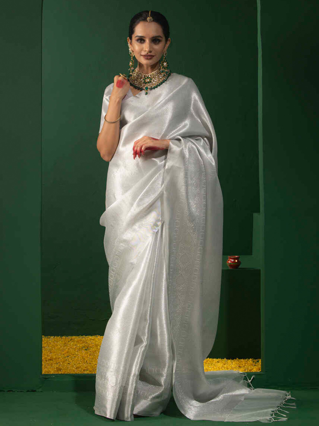 Brown Ethnic Motifs Zari Satin Banarasi Saree