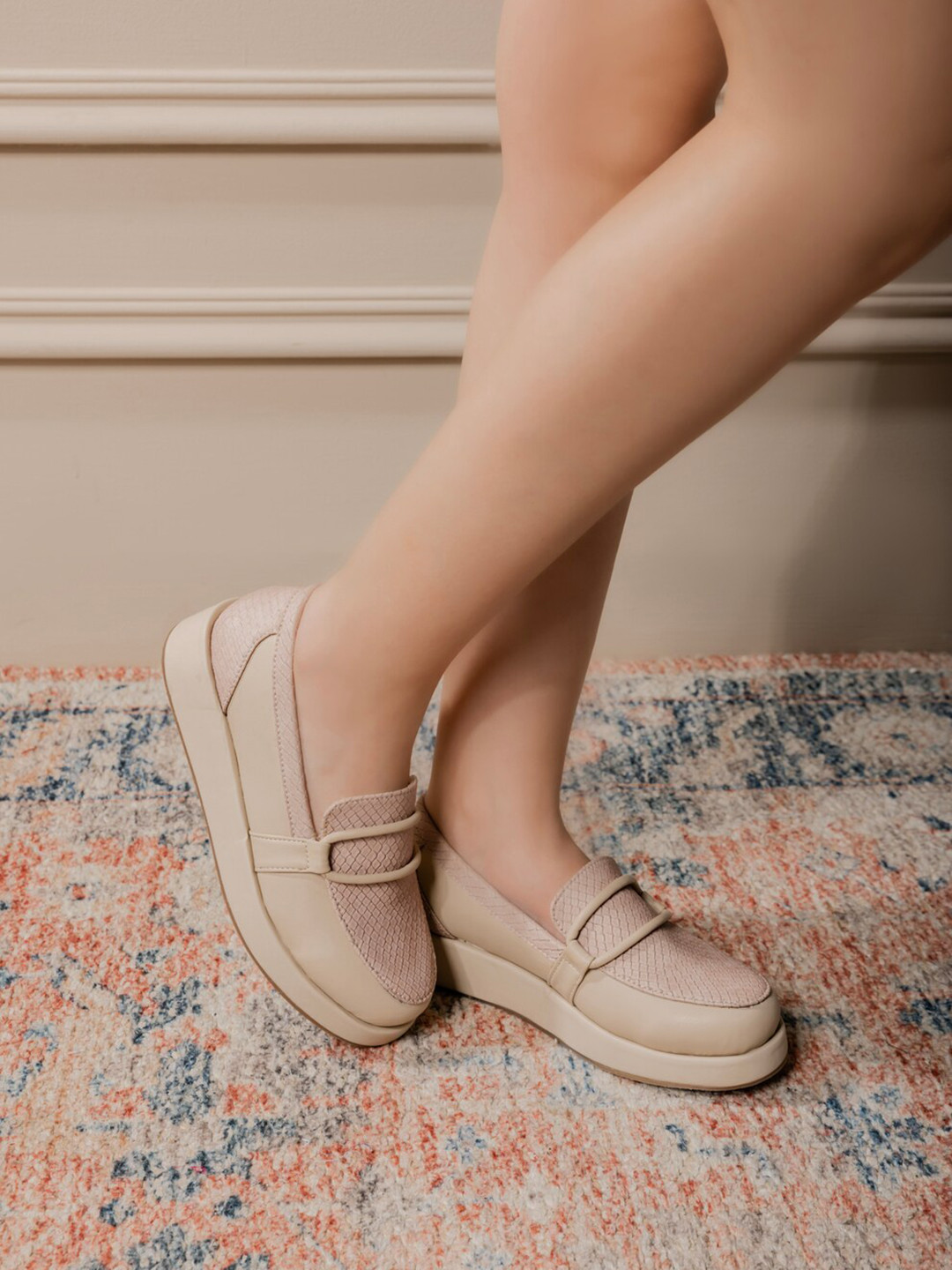 Buy Shezone Women Textured Lightweight Heeled Loafers Casual Shoes