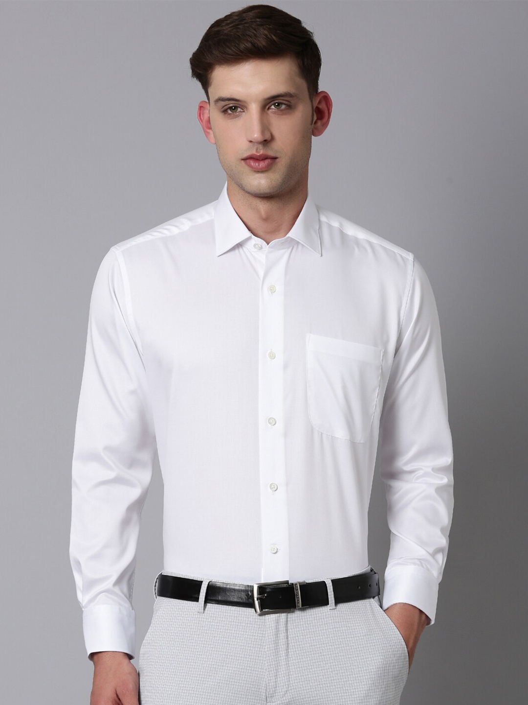 Buy Luxure By Louis Philippe Spread Collar Pure Cotton Formal Shirt ...