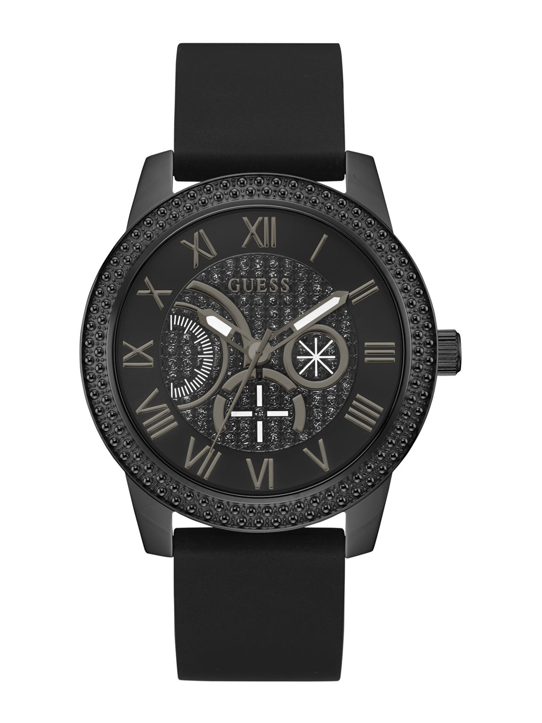 Guess Intrepid Chronograph Black Dial Two Tone Steel Strap Watch for Men - W0167G1