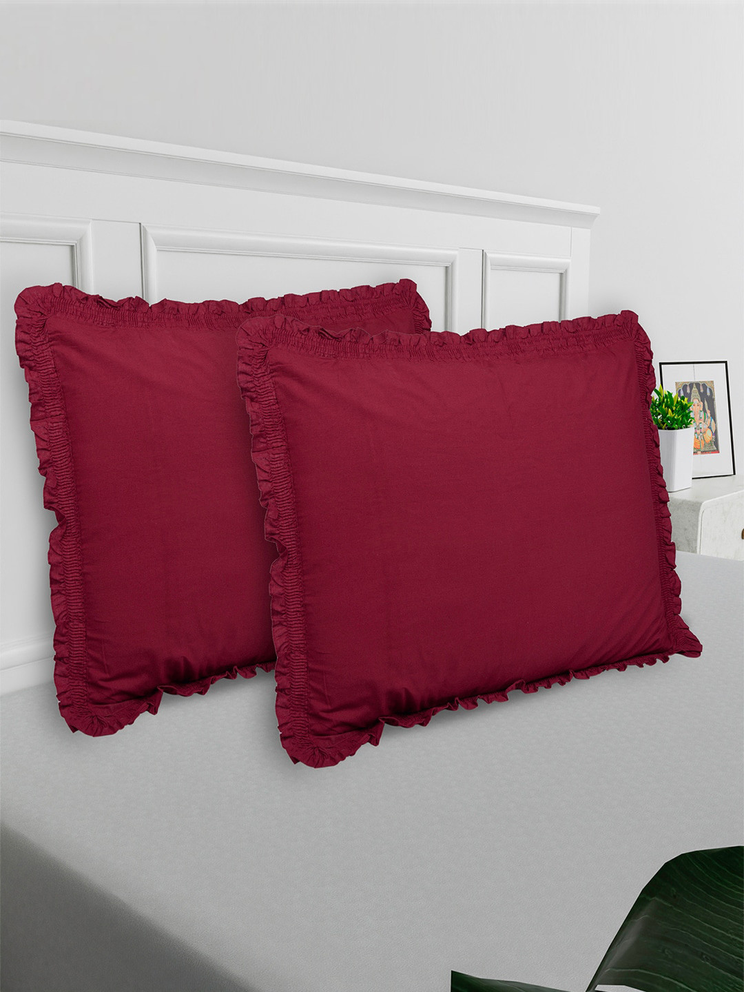 Buy Kuber Industries Maroon 2 Pieces Pure Cotton Pillow Covers Pillow