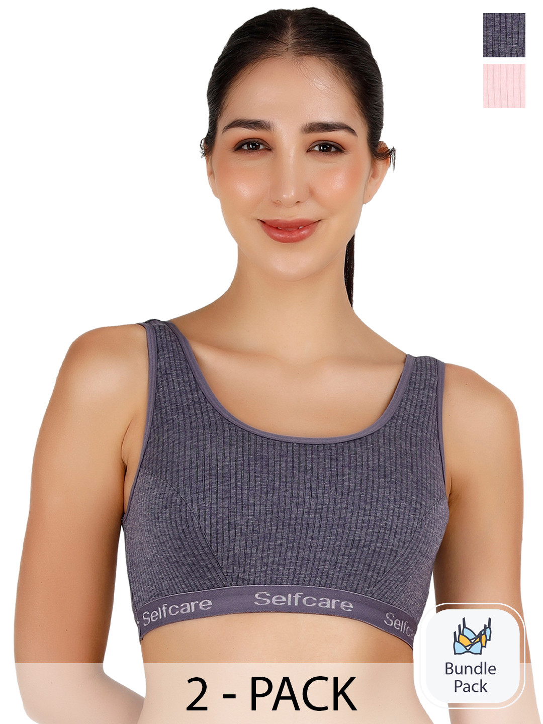 Buy SELFCARE Pack Of 2 Striped Round Neck Sleeveless Thermal Tops