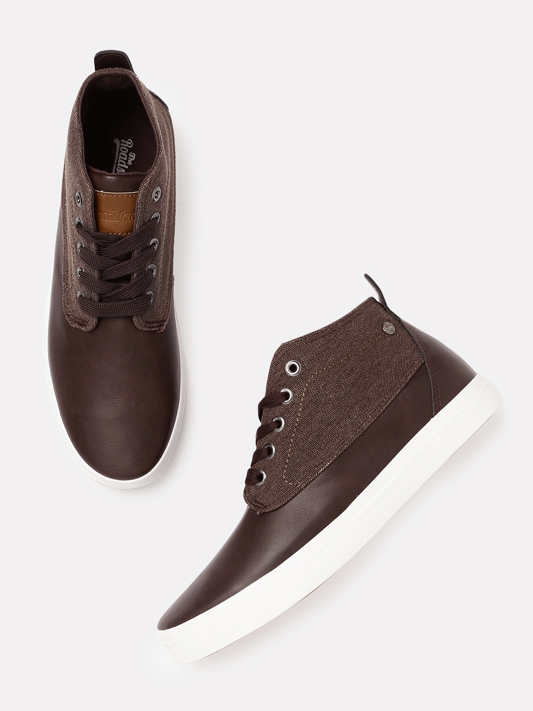 Buy Roadster Men Brown Solid Mid Top Sneakers - Casual Shoes for Men ...