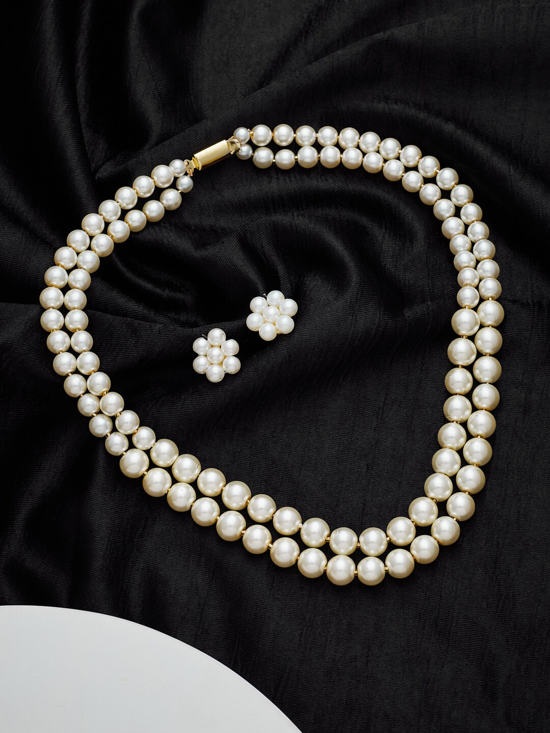 Gold-Plated & White Pearl-Embellished Jewellery Set main image 1