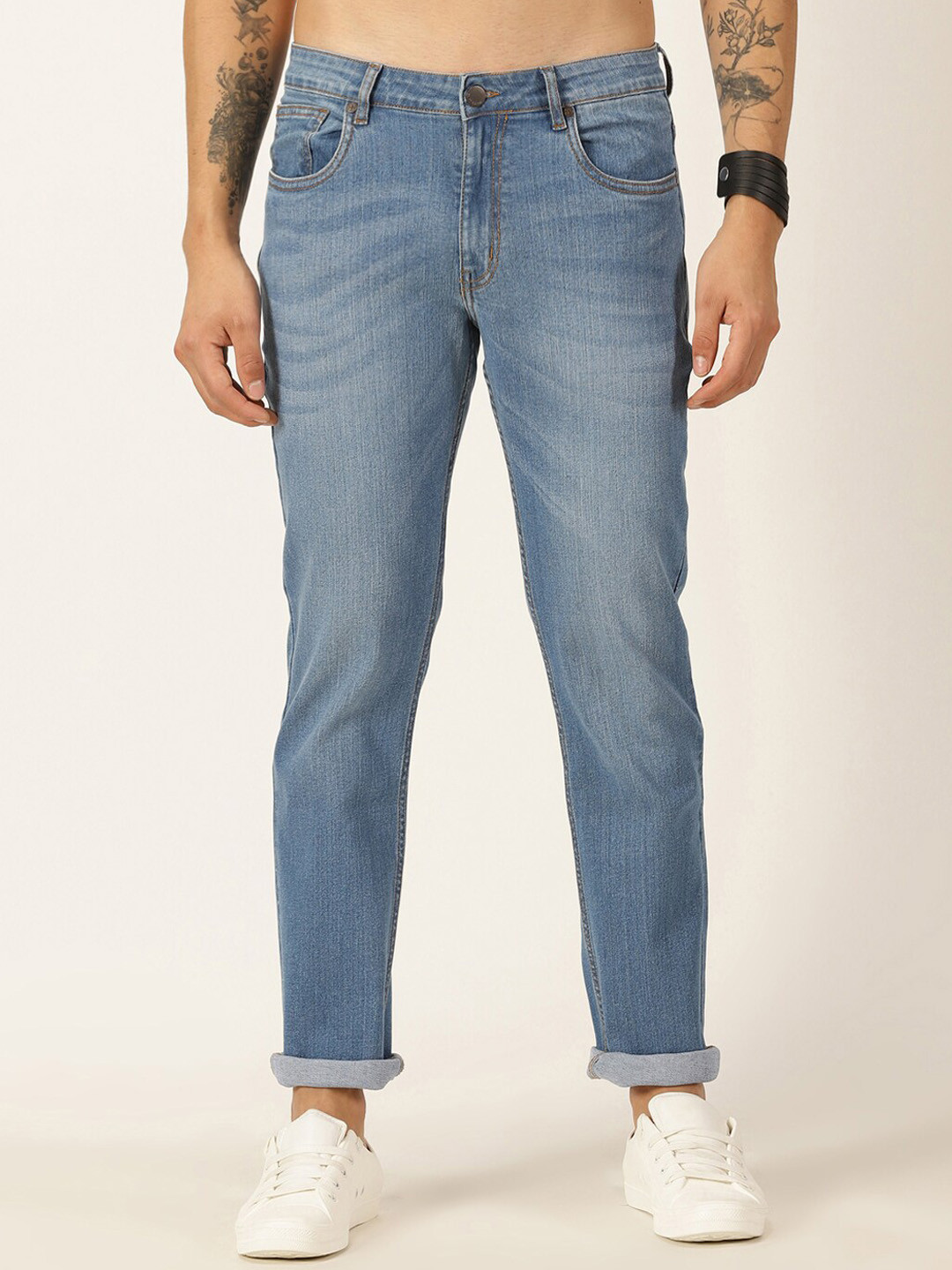 Buy HERE&NOW Men Smart Slim Fit Clean Look Light Fade Whiskers ...