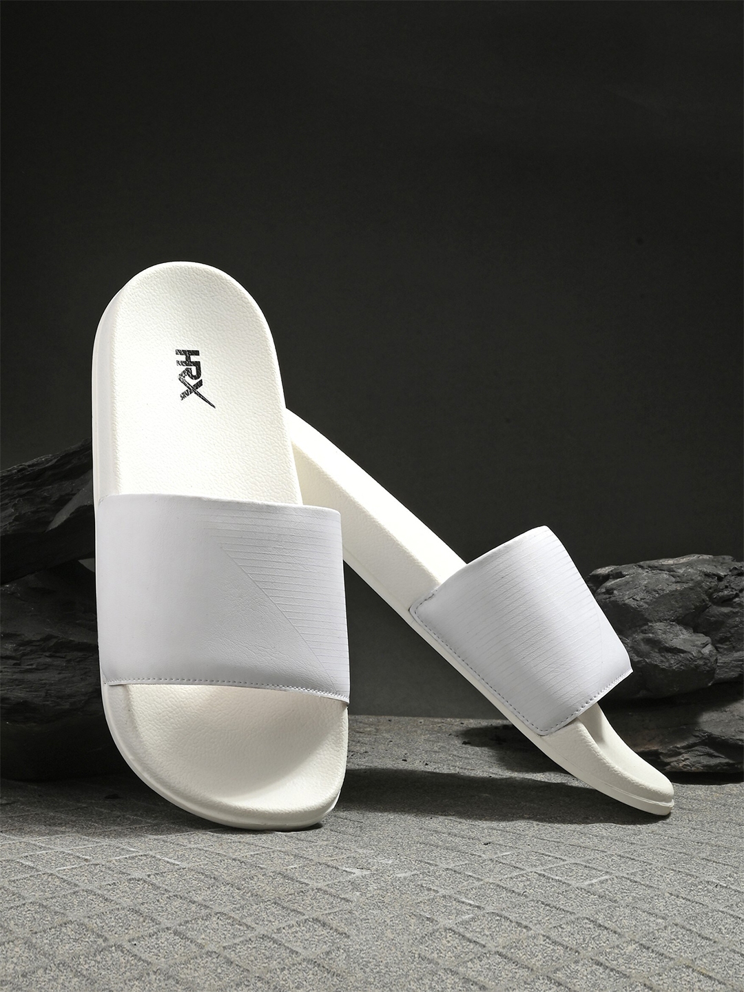 Buy HRX By Hrithik Roshan Women White Slip On Sliders - Flip Flops for ...
