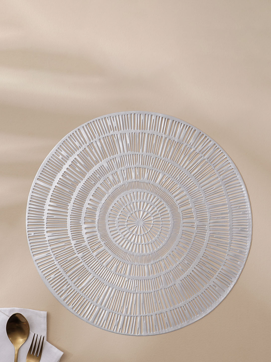 Buy Home Centre Cinder White Textured Circular Table Placemat Table