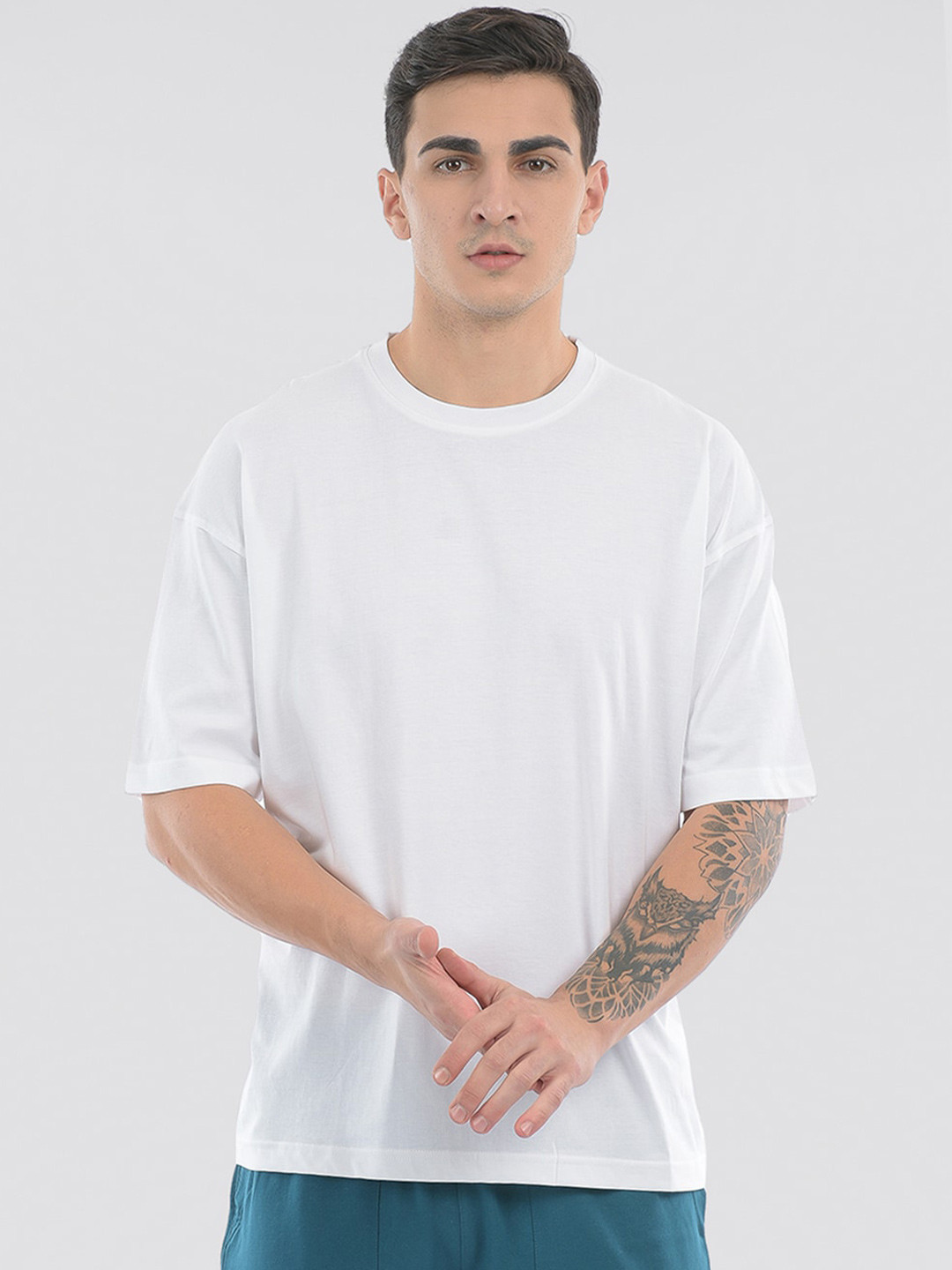 Unisex White Cross Oversize T-Shirt