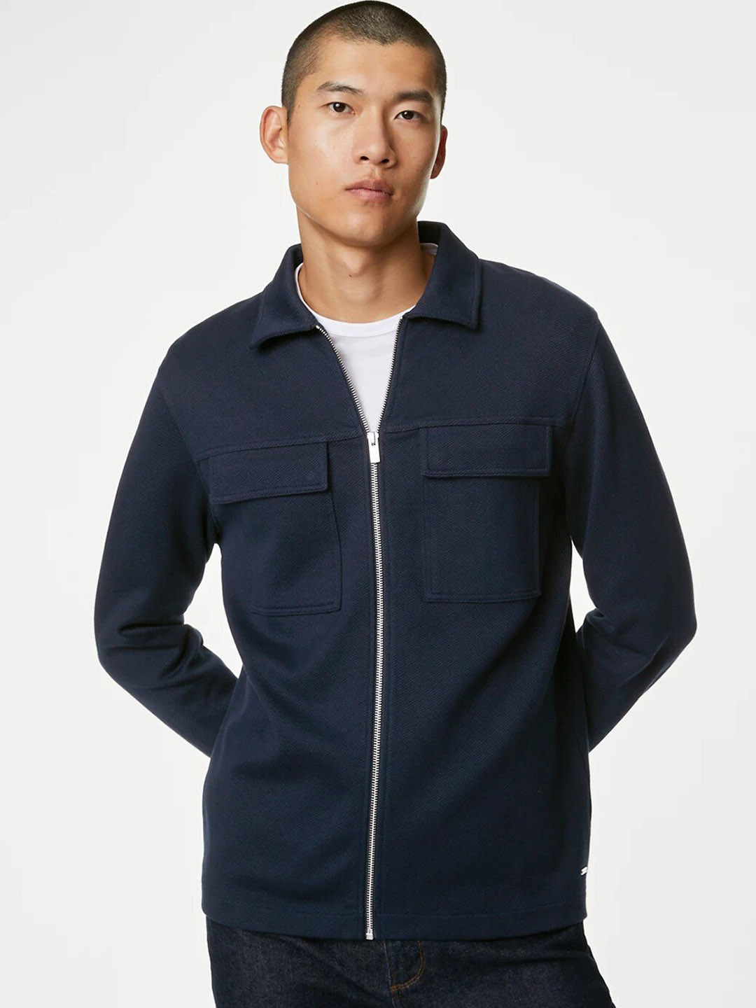 Buy Marks & Spencer Men Navy Blue Tailored Jacket - Jackets for Men ...