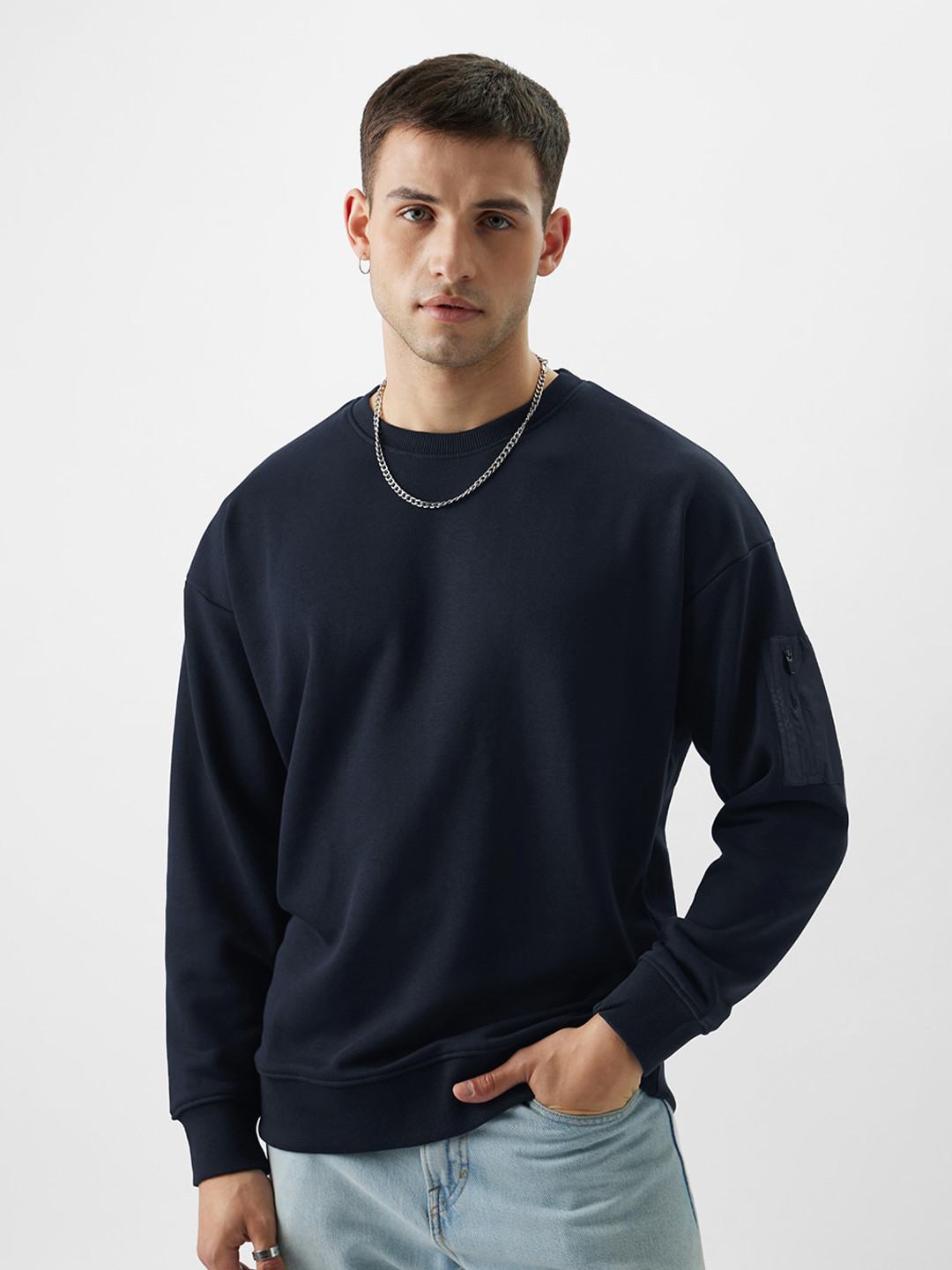 Blue Regular Fit Round Neck Long Sleeves Men's Sweatshirt by Being Human Clothing