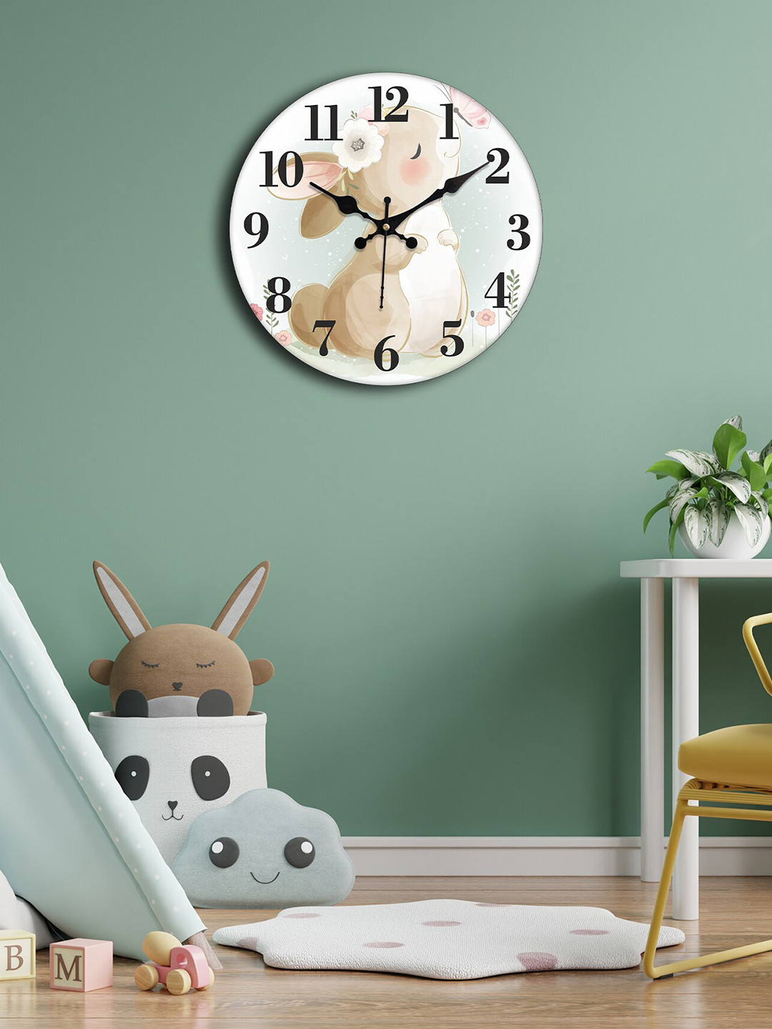 Buy OLIVE TREE White & Brown Printed Contemporary Analogue Wooden Round