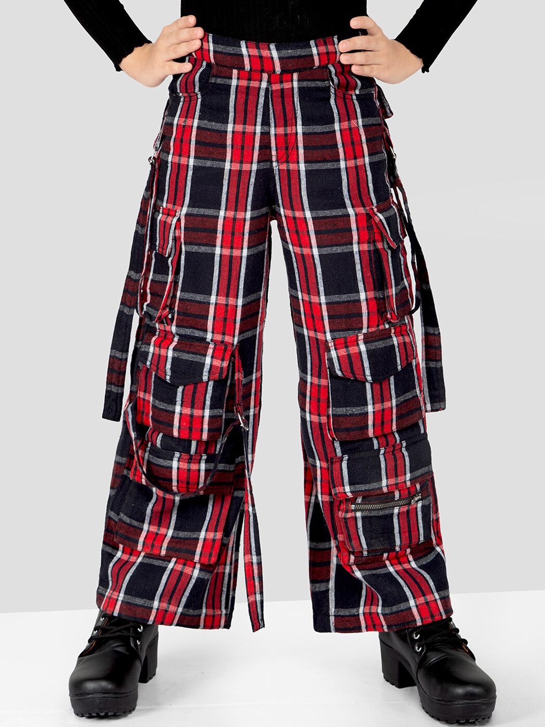 Nautinati Girls Checked Top Trousers With Inner T-Shirt main image 0