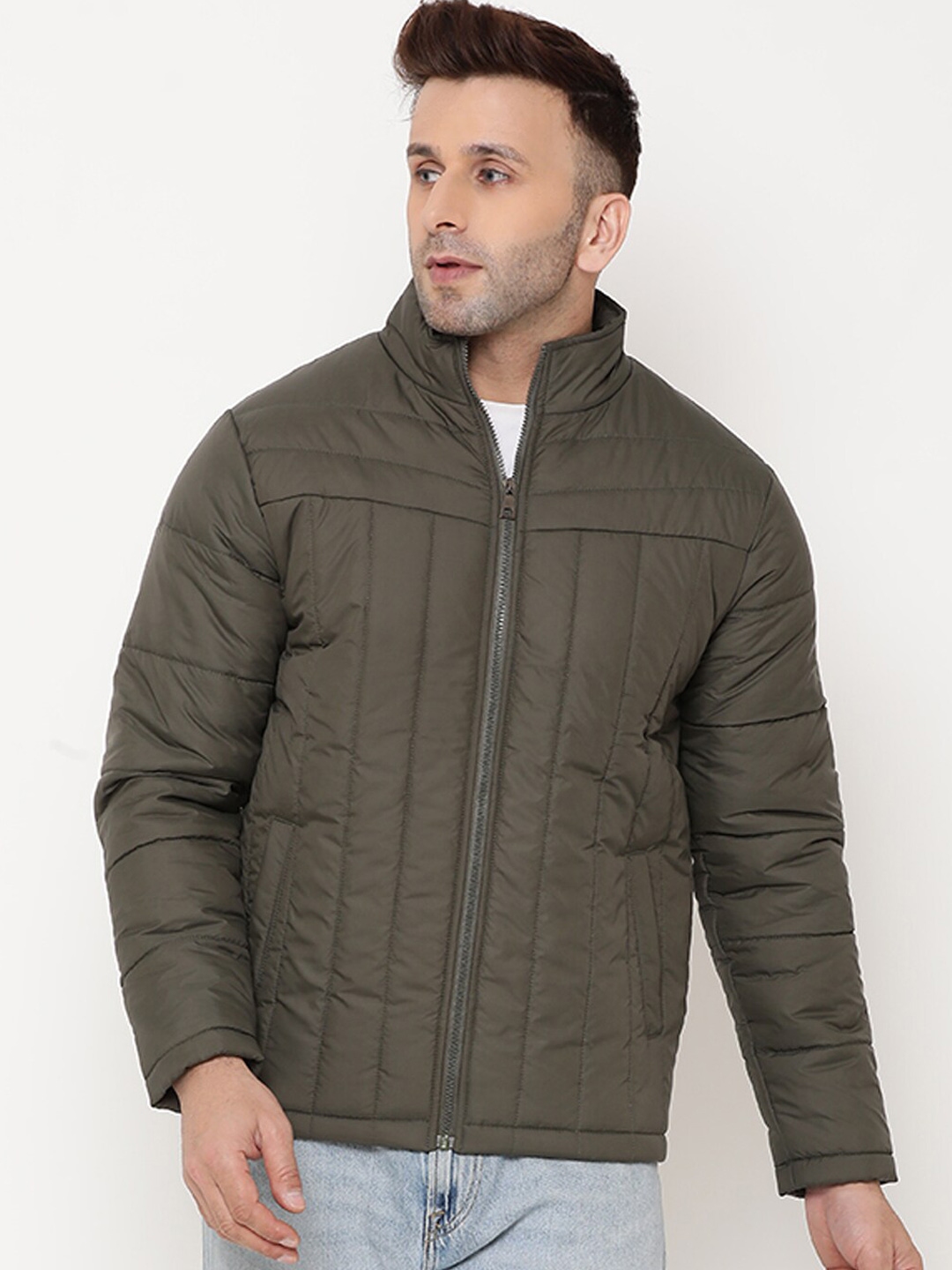 Buy 9ty3ree Insulator Mock Collar Padded Jacket - Jackets for Men ...