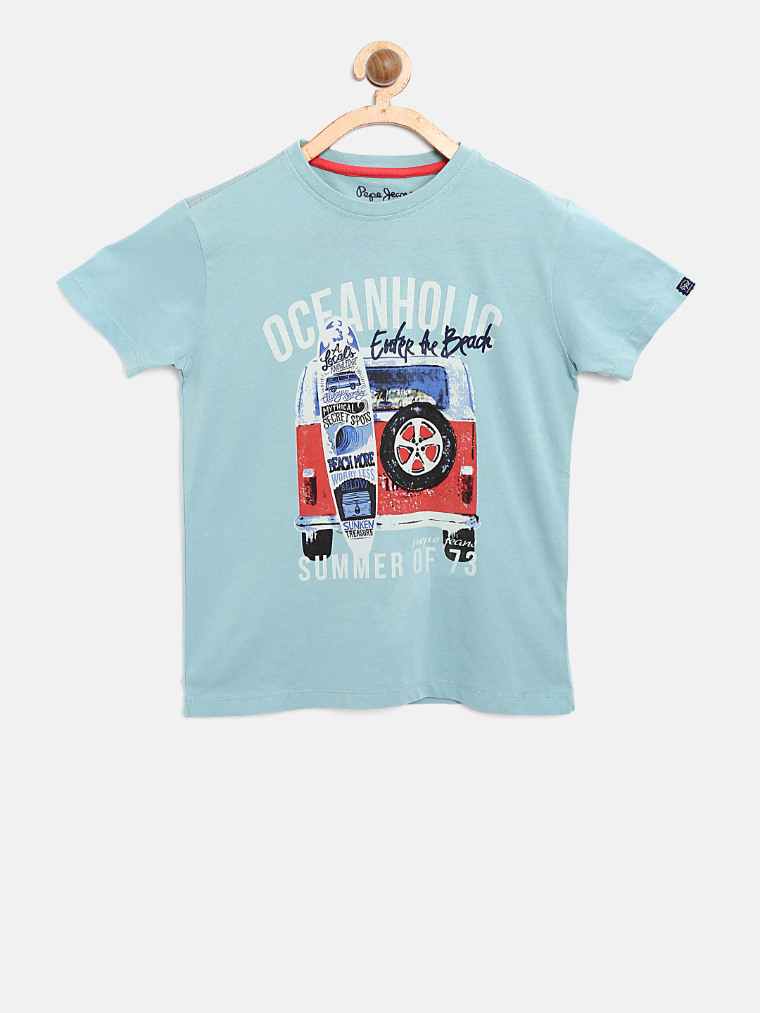 Buy Pepe Jeans Boys Green Printed Round Neck Pure Cotton T Shirt