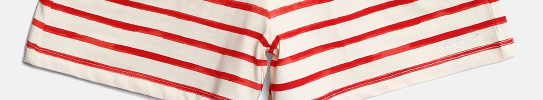Buy Pepe Jeans Girls Off White & Red Striped Casual Shorts - Shorts for ...