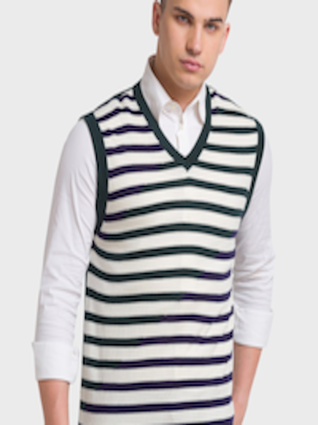 Buy ColorPlus Striped Sweater Vest - Sweaters for Men 25746632 | Myntra