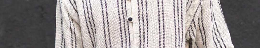 Buy Powerlook Cream Coloured India Slim Striped Oversized Casual Shirt ...