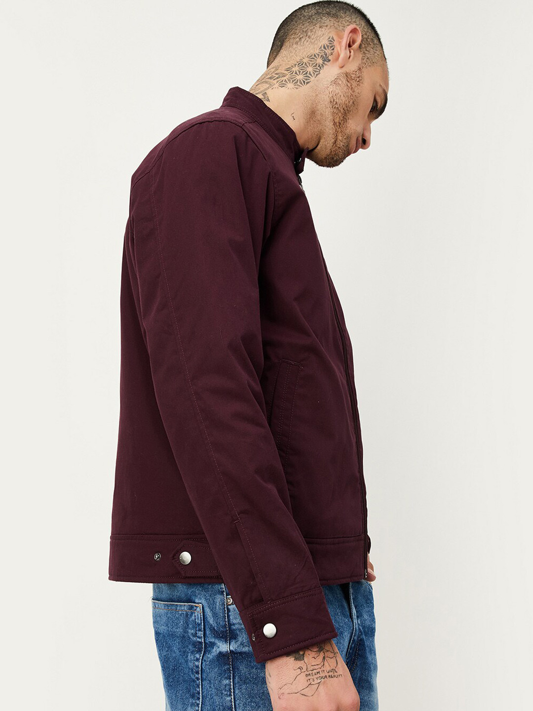 Men's Yellow Mock Collar Casual Bomber Jacket