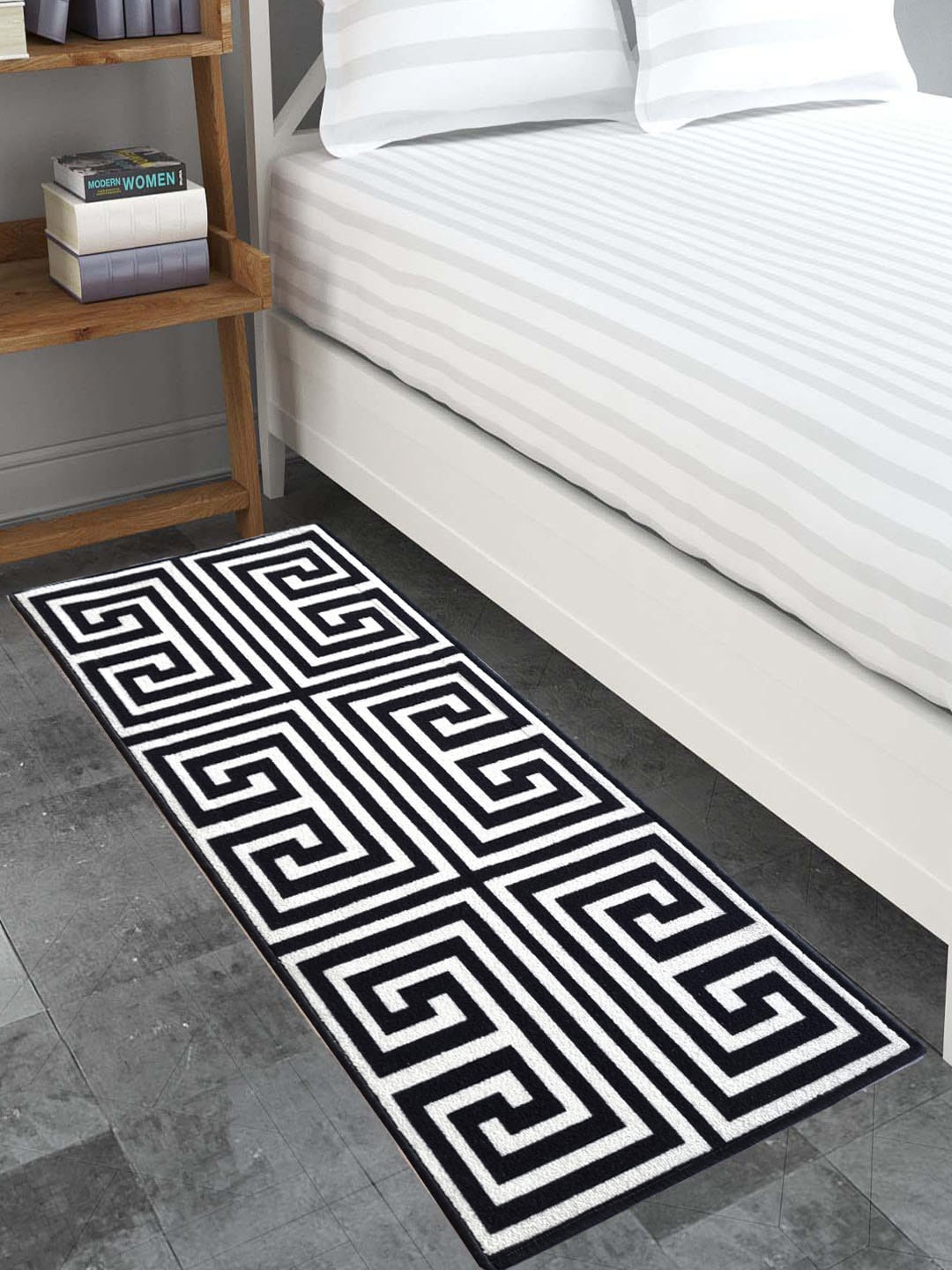 Buy Matz And More Black & White Geometric Polypropylene Floor Runner ...